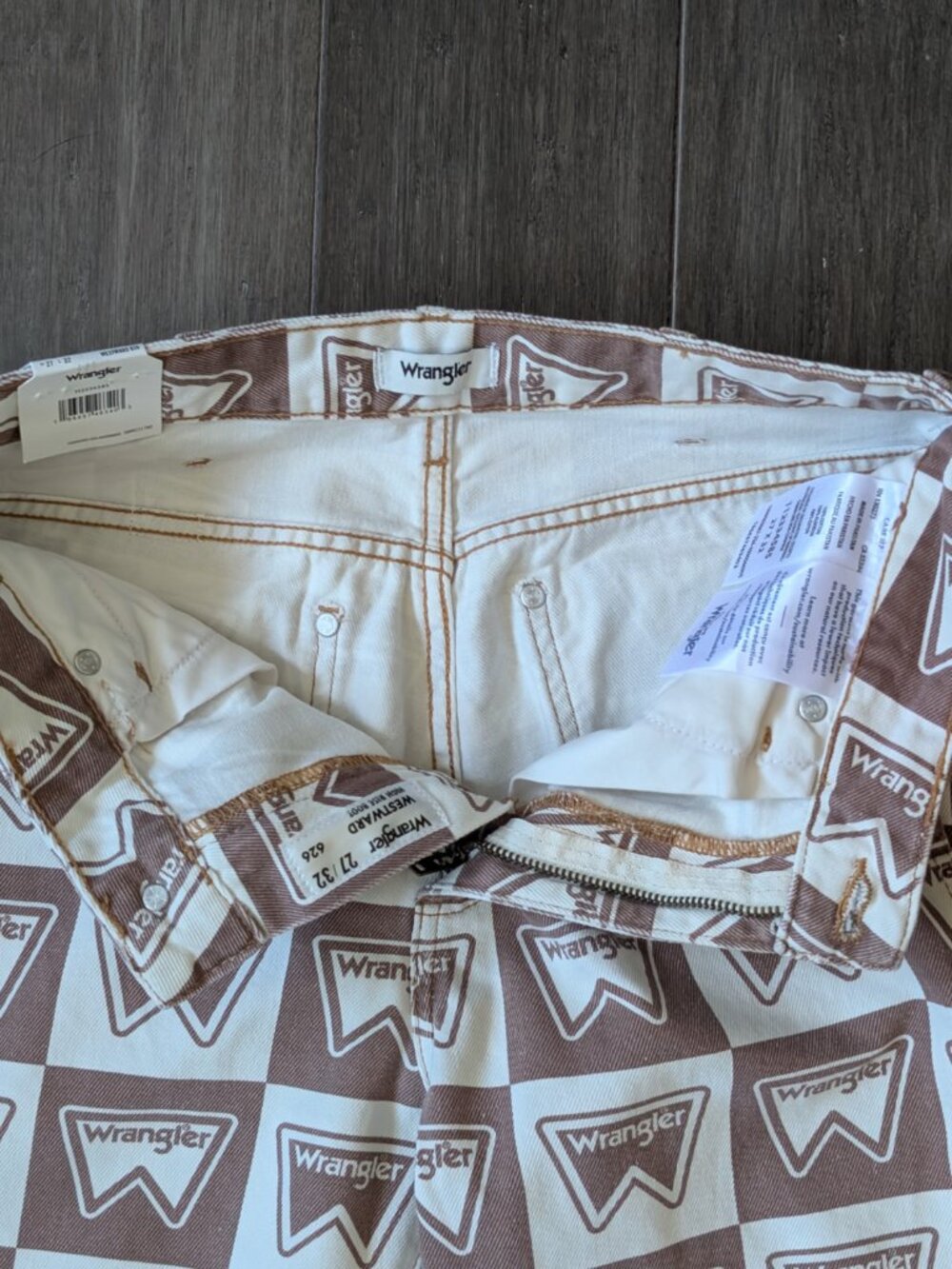 Wrangler Westward 626 Logo Checkerboard High Rise Bootcut Jeans 27/32 - Picture 5 of 11
